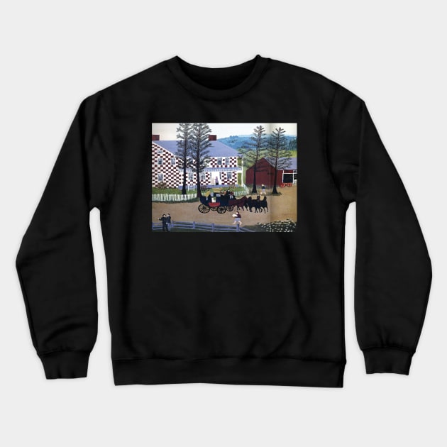 grandma moses - The Old Checkered House Crewneck Sweatshirt by QualityArtFirst